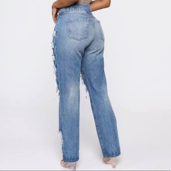 Fashion Nova High-waisted Boyfriend Jeans Ripped - Picture 4 of 4